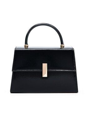 Leather Top Handle Handbag Clutch Evening Purse